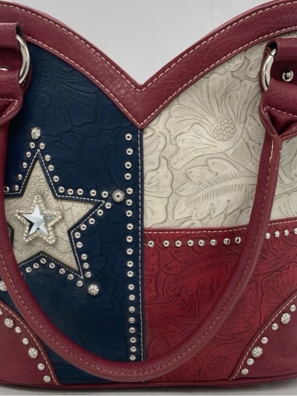 Montana West leather purse Patriotic Embossed Star Tote - Red, White & Blue